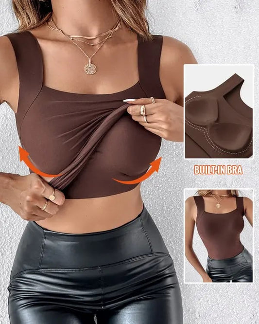 🔥49% DE RÉDUCTION🔥 Débardeur shapewear avec décolleté en U et soutien-gorge intégré